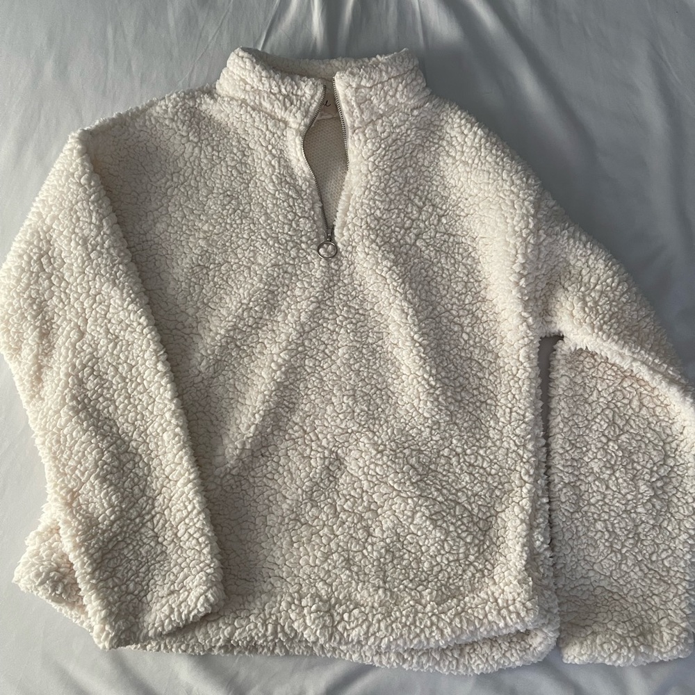 3/4 zip fuzzy sweater